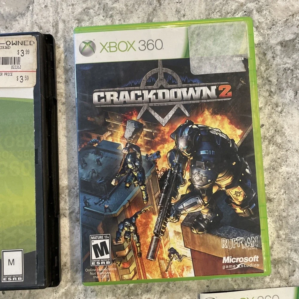 Crackdown I 1 & 2 II Microsoft Xbox 360 2010 With Case Ruffman Games